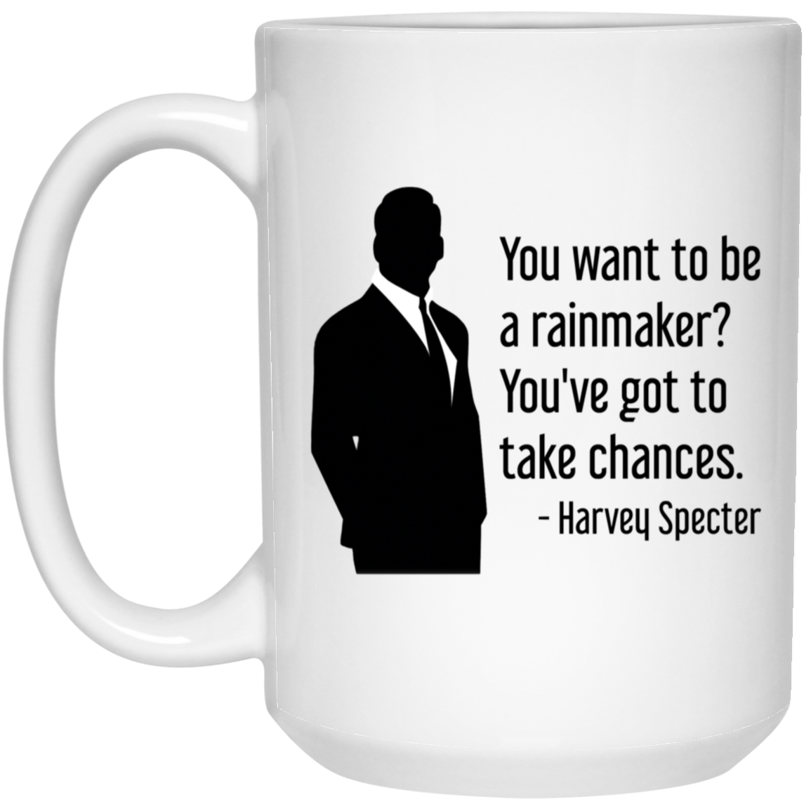 Harvey Specter Mug Suits TV Show You Want To Be A Rainmaker Silhouette Coffee Cup