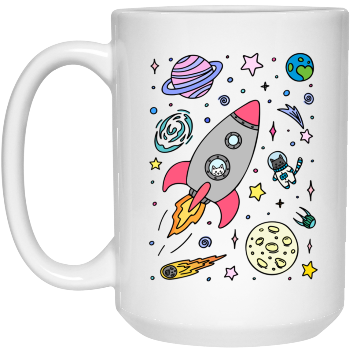 Space Cats Mug Cat Lover Gift Funny Cat Coffee Cup for Cat Moms Astronaut Cat Gift Cat Owner