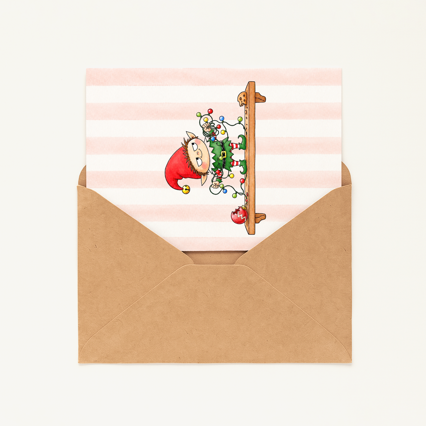 Funny Christmas Elf Card • Cute Mischievous Elf Holiday Card • Christmas Cartoon Greeting Card • Festive Christmas Card