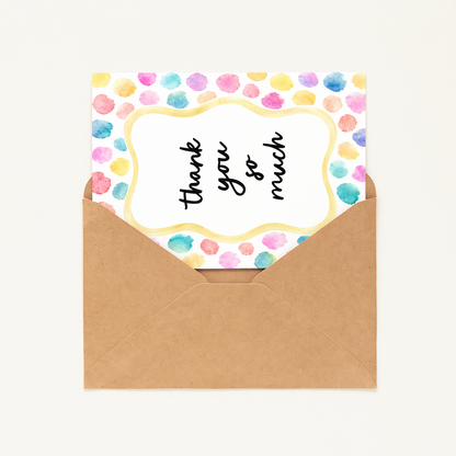 Thank You So Much Card • Cute Watercolor Dots Thank You Card • Gratitude Appreciation Card • Colorful Thank You Greeting