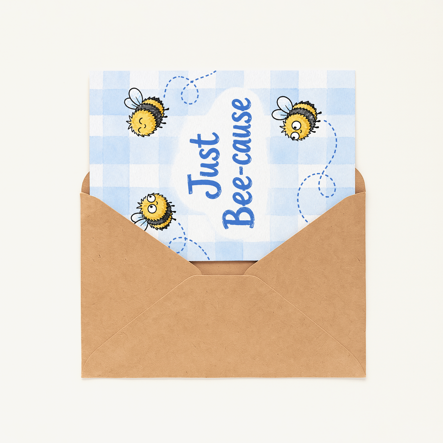 Funny Bee Greeting Card • Just Bee-Cause Card • Cute Bumble Bee Card • Funny Everyday Greeting Card • Thank You Card