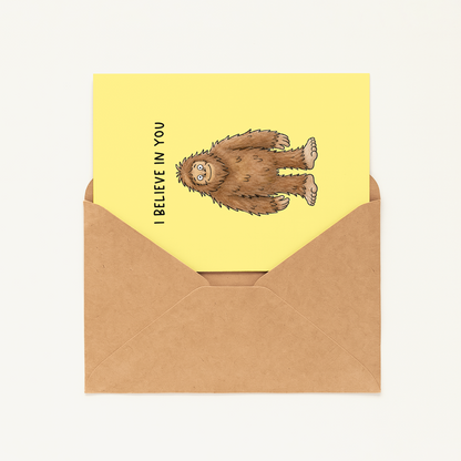 Funny Bigfoot Card • Cute Sasquatch Greeting Card • Encouragement Card • Quirky Everyday Card • Cryptid Humor Card