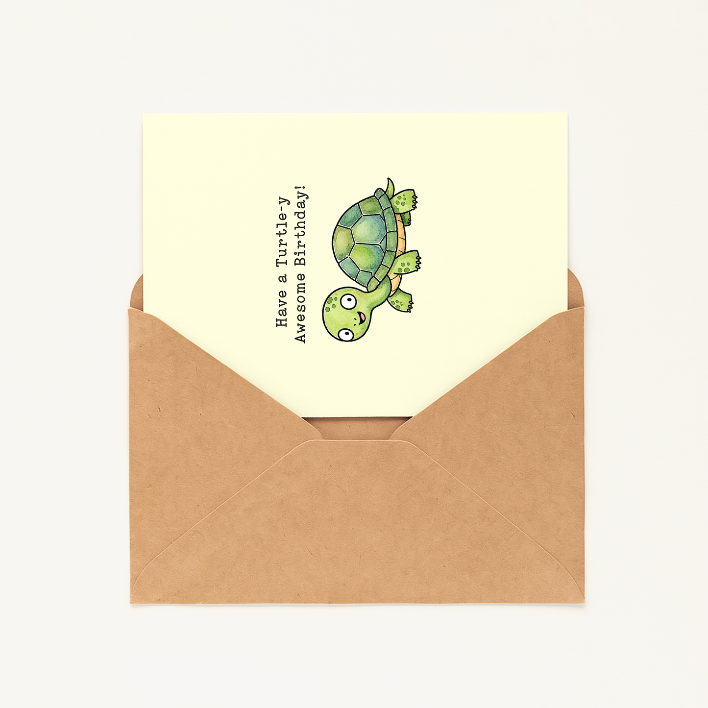 Funny Turtle Birthday Card • Turtle-y Awesome Pun Card • Cute Turtle Greeting Card • Belated Birthday Card