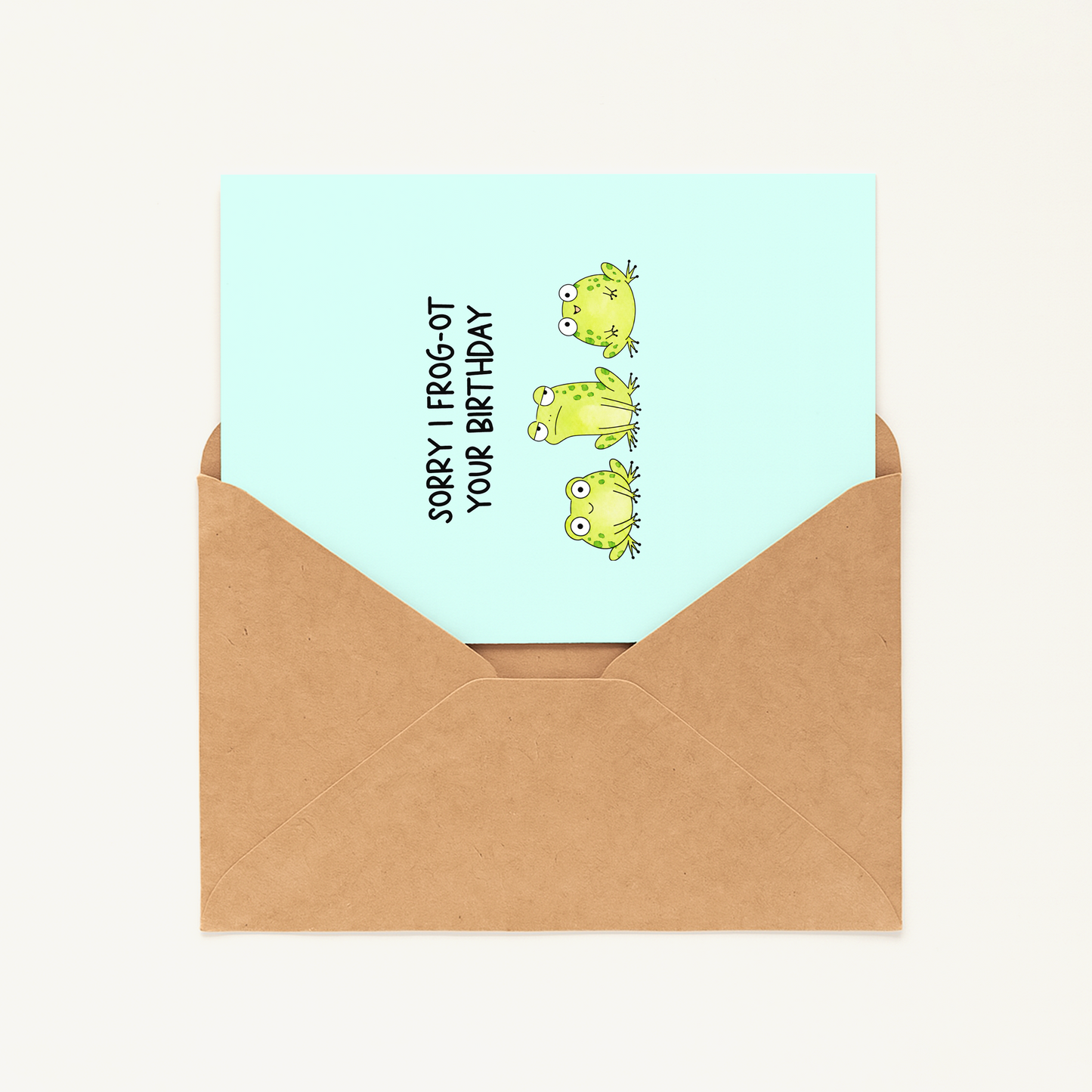 Funny Frog Birthday Card • Cute Cartoon Frog Pun Card • Frog Greeting Card • Belated Birthday Card • Funny Animal Card