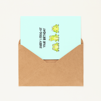 Funny Frog Birthday Card • Cute Cartoon Frog Pun Card • Frog Greeting Card • Belated Birthday Card • Funny Animal Card