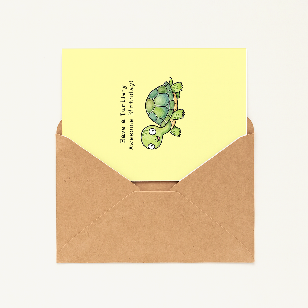Funny Turtle Birthday Card • Turtle-y Awesome Pun Card • Cute Turtle Greeting Card • Belated Birthday Card