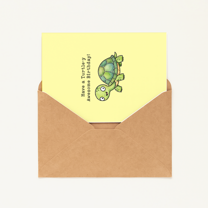 Funny Turtle Birthday Card • Turtle-y Awesome Pun Card • Cute Turtle Greeting Card • Belated Birthday Card