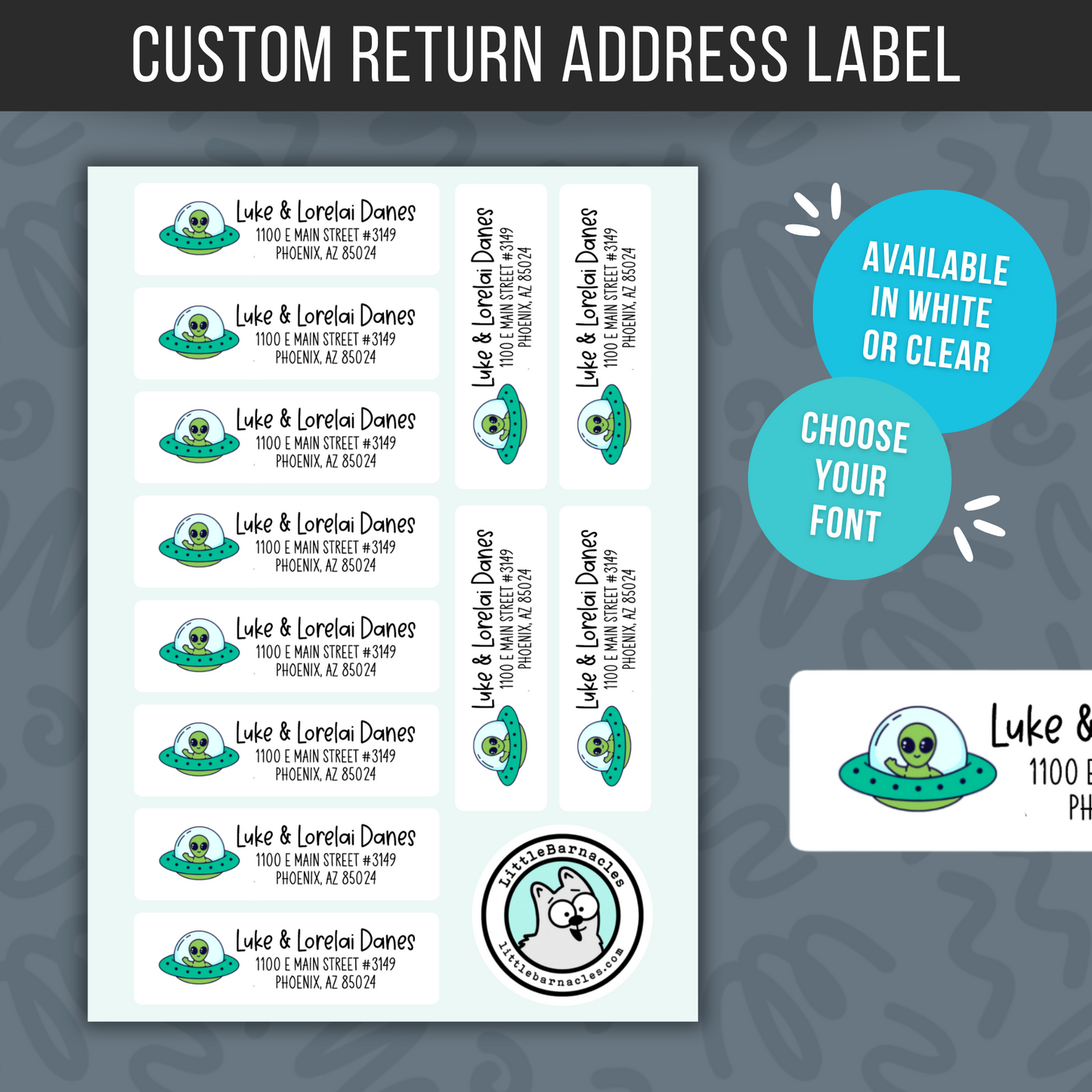 UFO Custom Address Labels, Return Address Labels, Personalized Mailing Labels