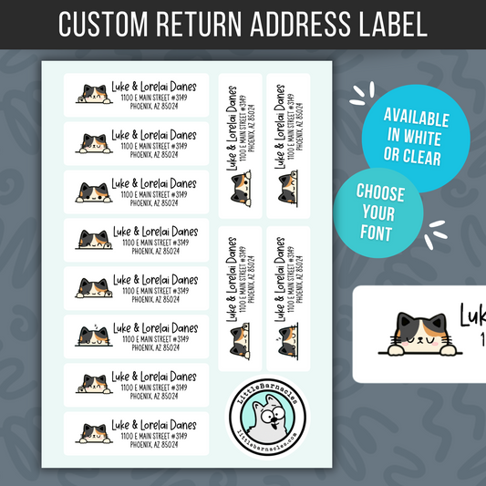 Custom Cat Address Labels, Return Address Labels, Personalized Mailing Labels, Return Address Sticker Customizable Address Labels Calico Cat