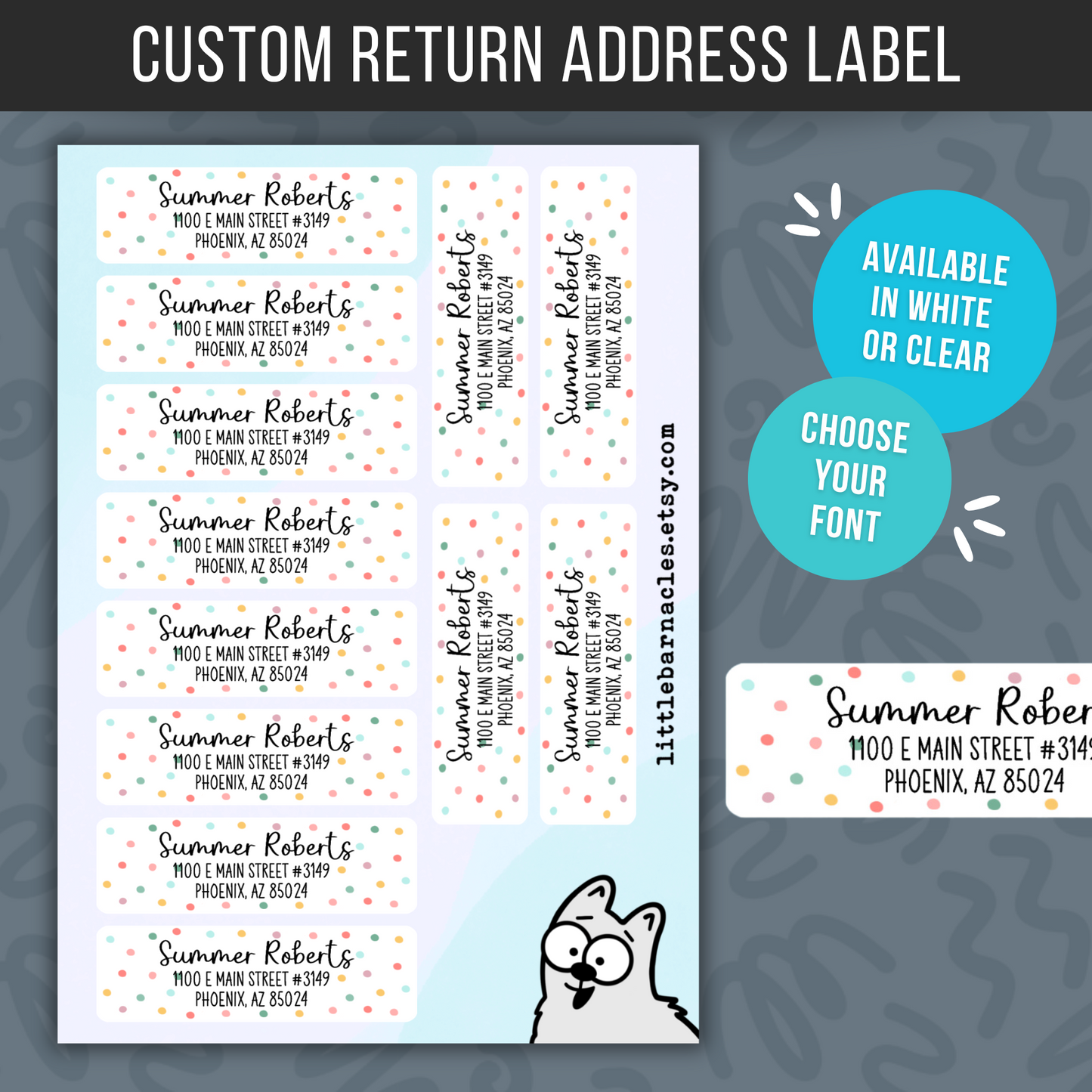 Rainbow Dots Return Address Labels • Sheet of 12 Labels • Personalized Mailing Stickers • Custom Address Labels