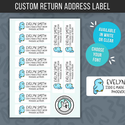 Blue Bird Return Address Labels • Custom Mailing Stickers • Weatherproof Vinyl Labels • Cute Bird Address Labels • Personalized Name Labels