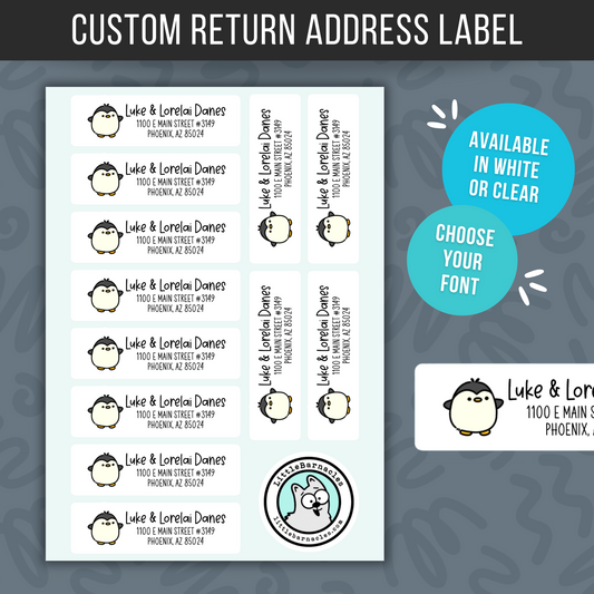Penguin Custom Address Labels, Return Address Labels, Personalized Mailing Labels