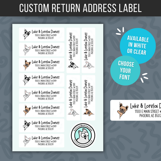 Custom Frenchie Dog Address Label, Return Address Label, Personalized Mailing Label, Address Sticker, Customizable Address Label, French Bulldog