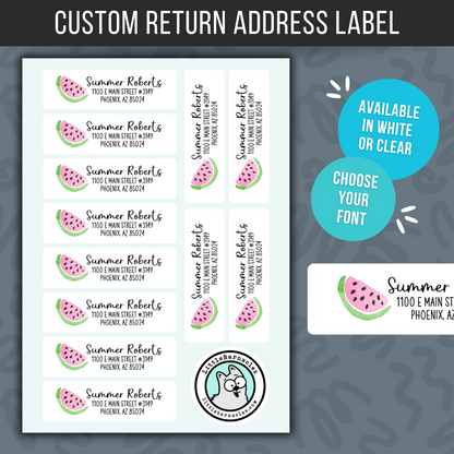 Watermelon Address Labels • Custom Return Address Labels • Personalized Mailing Labels • Cute Fruit Address Stickers • Summer Name Labels