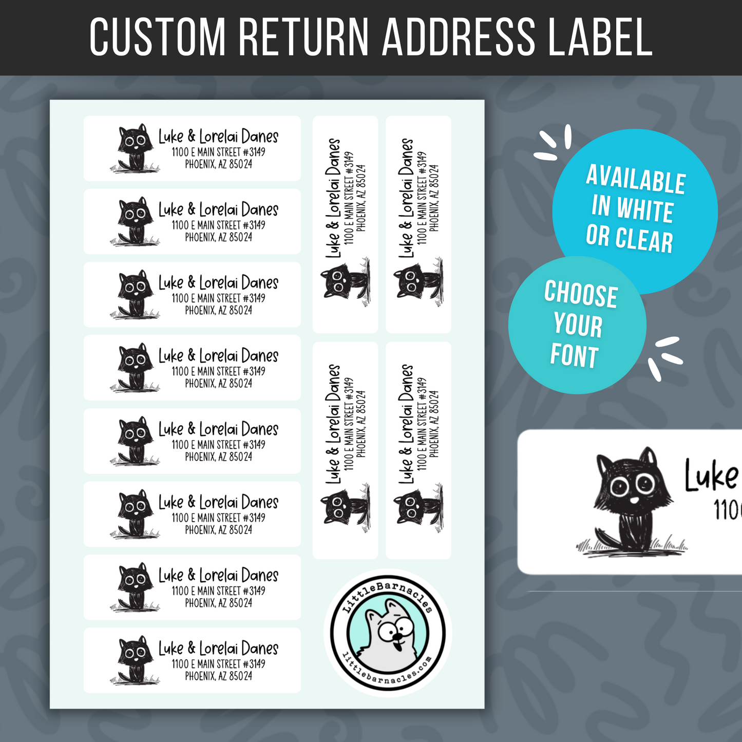 Custom Address Labels Return Address Labels Personalized Mailing Labels Return Address Stickers Customizable Address Labels Black Cat Sketch