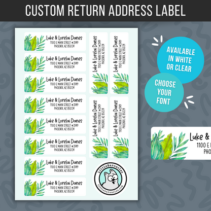 Palm Leaves Return Address Labels • Personalized Mailing Stickers • Tropical Address Label • Custom Return Labels • Greenery Address Sticker
