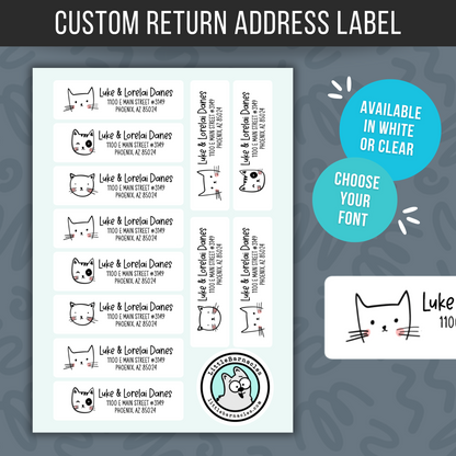 Minimalist Cat Faces Address Labels • Personalized Mailing Stickers • Custom Cat Return Labels • Cute Simple Cat Labels • Pet Address Label