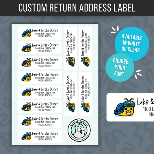 Blue Snail Mail Custom Address Labels, Return Address Labels, Personalized Mailing Labels