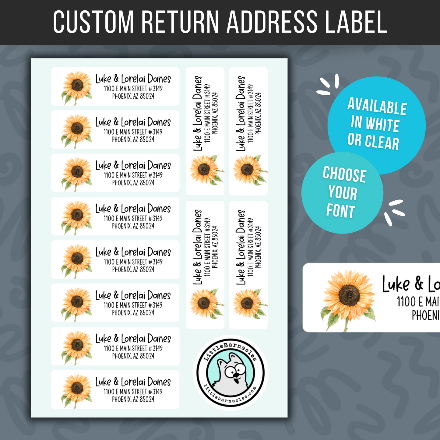 Custom Address Label Floral Return Address Label Personalized Mailing Label Flower Return Address Customizable Address Label Sunflower