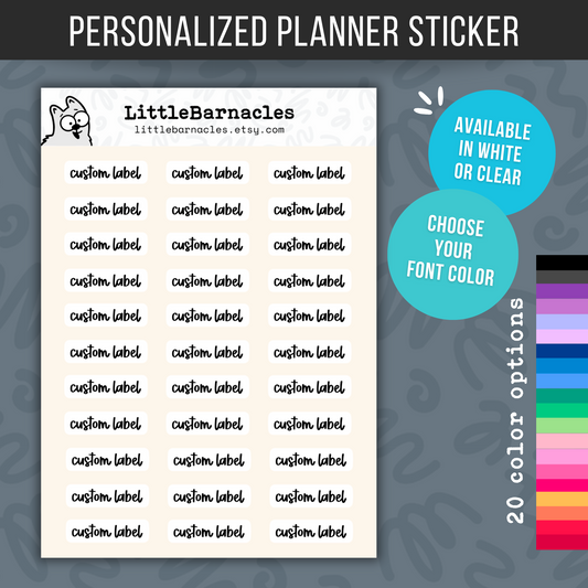 Custom Text Planner Sticker Personalized Word Label Calendar Sticker Custom Name Label Home Organization Customizable Sticker