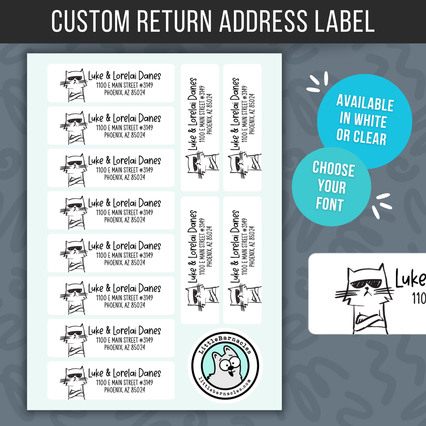 Custom Cat Address Labels Return Address Labels Personalized Mailing Labels Return Address Stickers Customizable Address Labels Cool Cat