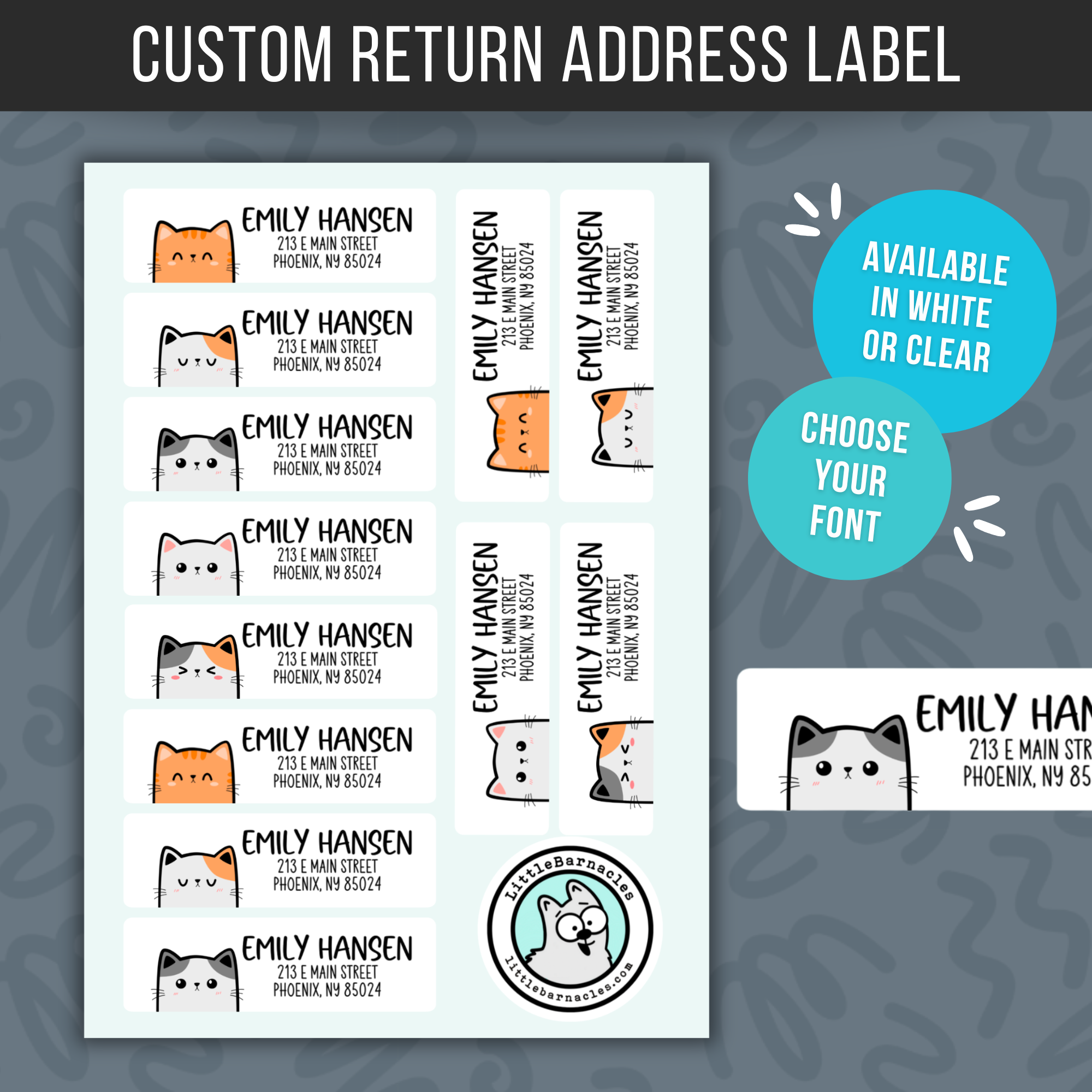 Custom Cat Address Labels • Personalized Mailing Stickers • Cute Cat R ...