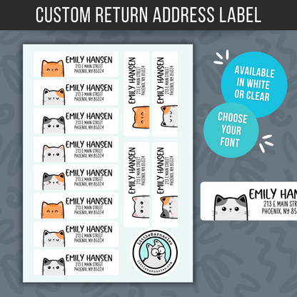Custom Cat Address Labels • Personalized Mailing Stickers • Cute Cat Return Labels • Pet Address Stickers • Custom Name Labels