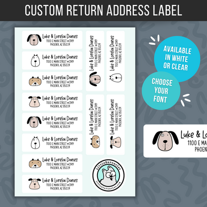 Custom Dog Address Labels • Return Address Stickers • Personalized Mailing Labels • Cartoon Dog Return Labels • Cute Pet Address Label