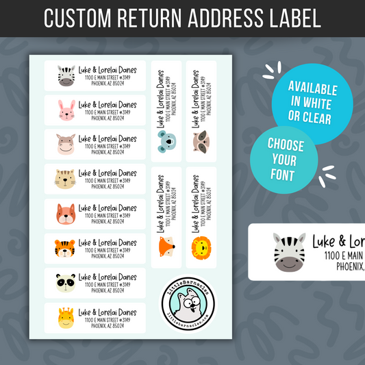 Custom Address Labels Return Address Labels Personalized Mailing Labels Return Address Stickers Customizable Address Label Cute Animal Faces