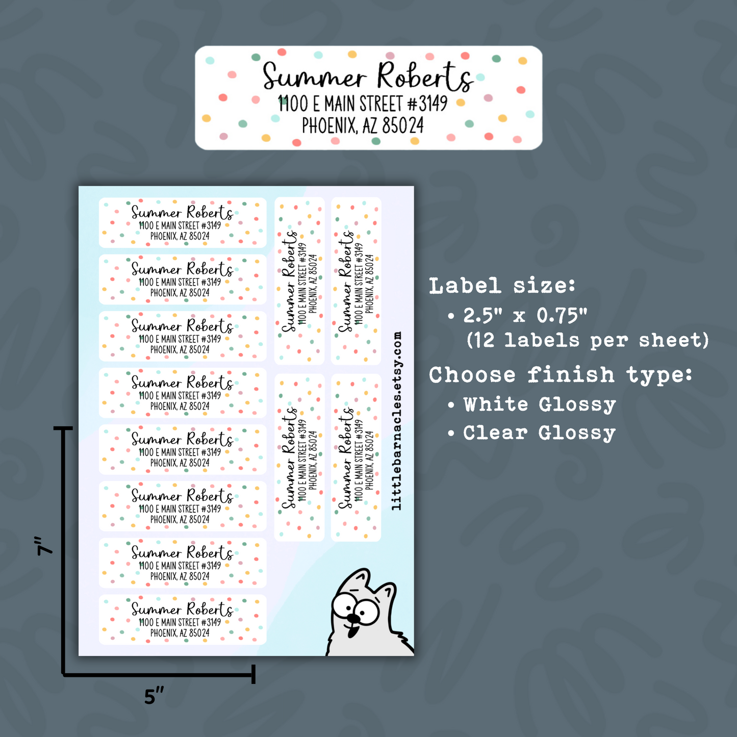 Rainbow Dots Return Address Labels • Sheet of 12 Labels • Personalized Mailing Stickers • Custom Address Labels