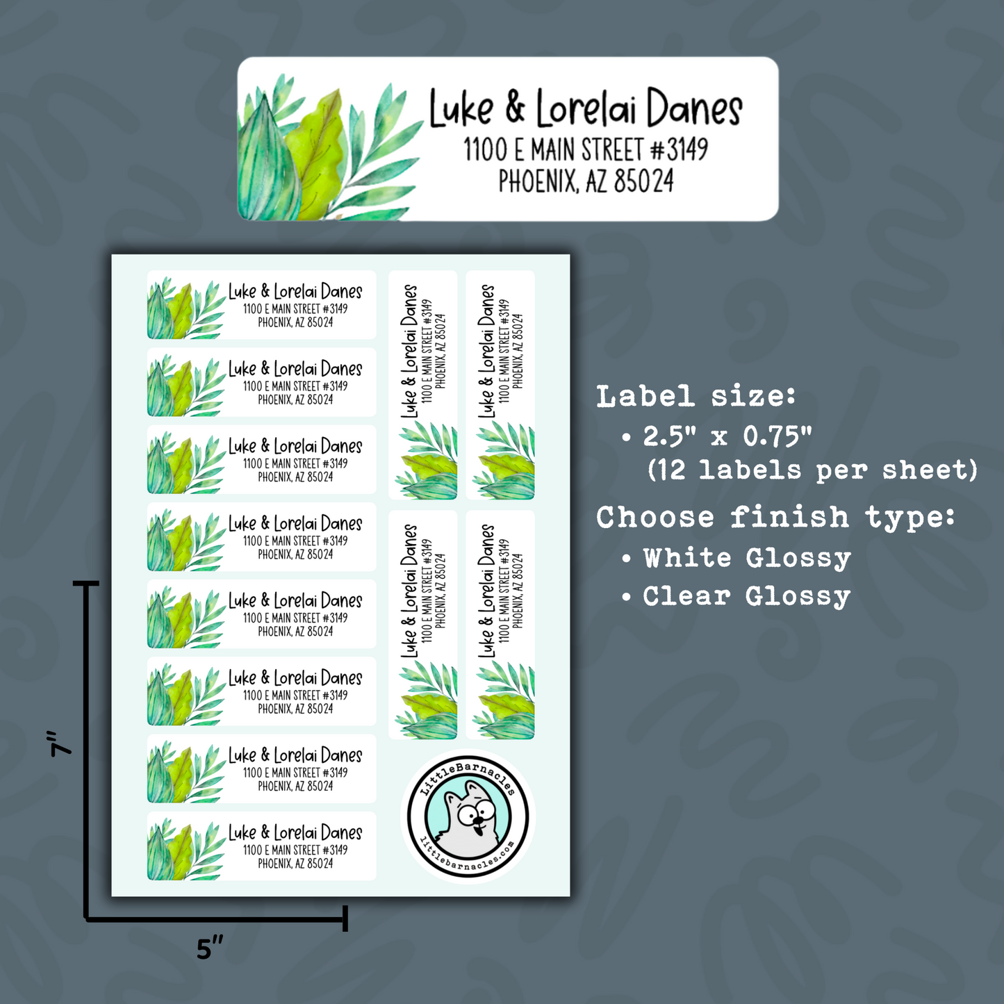 Custom Address Label Floral Return Address Label Personalized Mailing Label Flower Return Address Customizable Address Label Palm Leaves