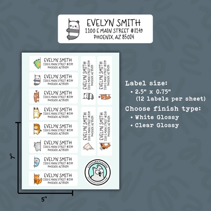 Custom Zoo Animal Address Labels • Weatherproof Return Address Stickers • Cute Safari Animal Labels • Kids Mailing Labels • Custom Name Labels