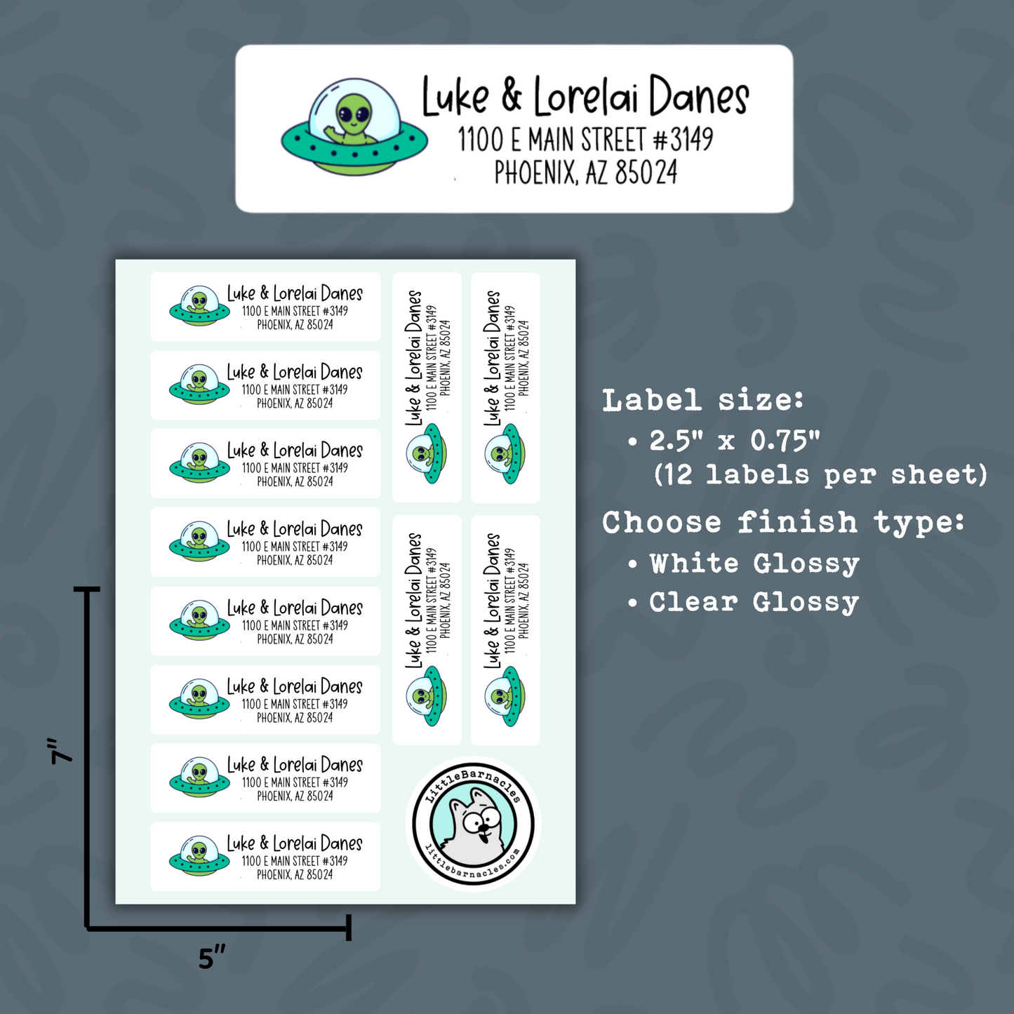 UFO Custom Address Labels, Return Address Labels, Personalized Mailing Labels