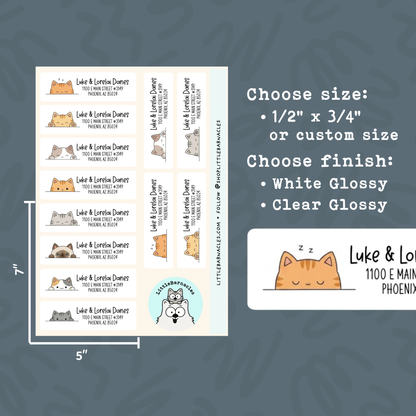 Custom Cat Address Labels • Return Address Stickers • Sheet of 12 Labels • Personalized Mailing Labels • Cute Cat Return Label