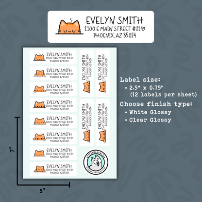 Orange Tabby Cat Return Address Labels • Personalized Stickers • Custom Cat Address Labels • Cute Ginger Cat Labels • Pet Return Address