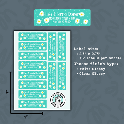 Daisy Dots Custom Address Labels • Personalized Return Address Stickers • Floral Mailing Labels • Cute Daisy Return Label