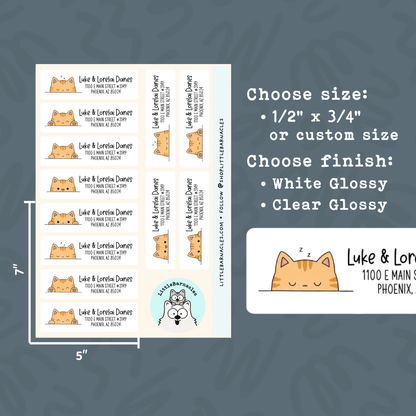 Orange Tabby Cat Return Address Labels • Personalized Stickers • Custom Cat Address Labels • Cute Ginger Cat Labels • Pet Return Address