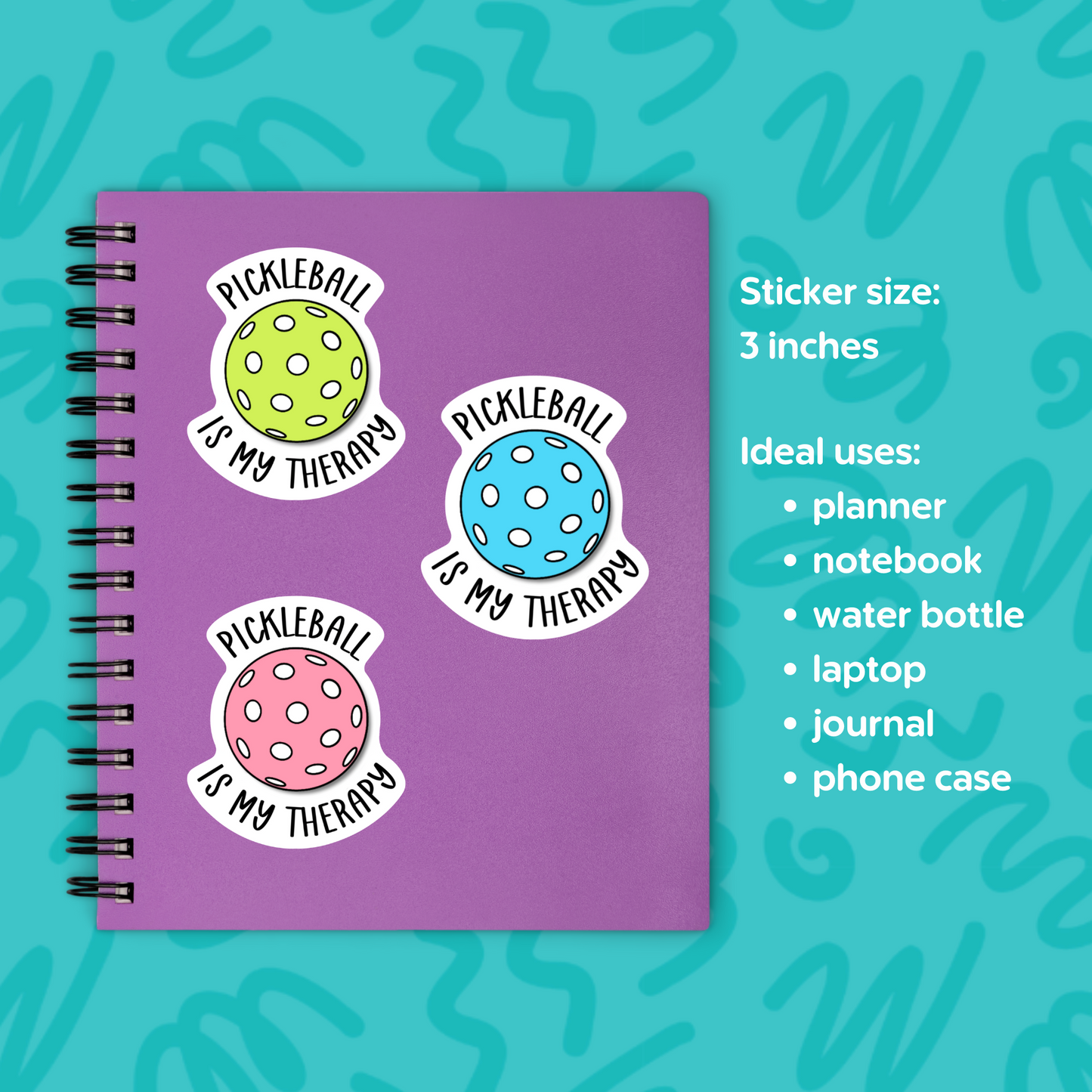 Pickleball Sticker Waterproof Vinyl Sticker For Pickleball Lover Pickleball Game Sticker Funny Pickleball Therapy Sticker Mental Health