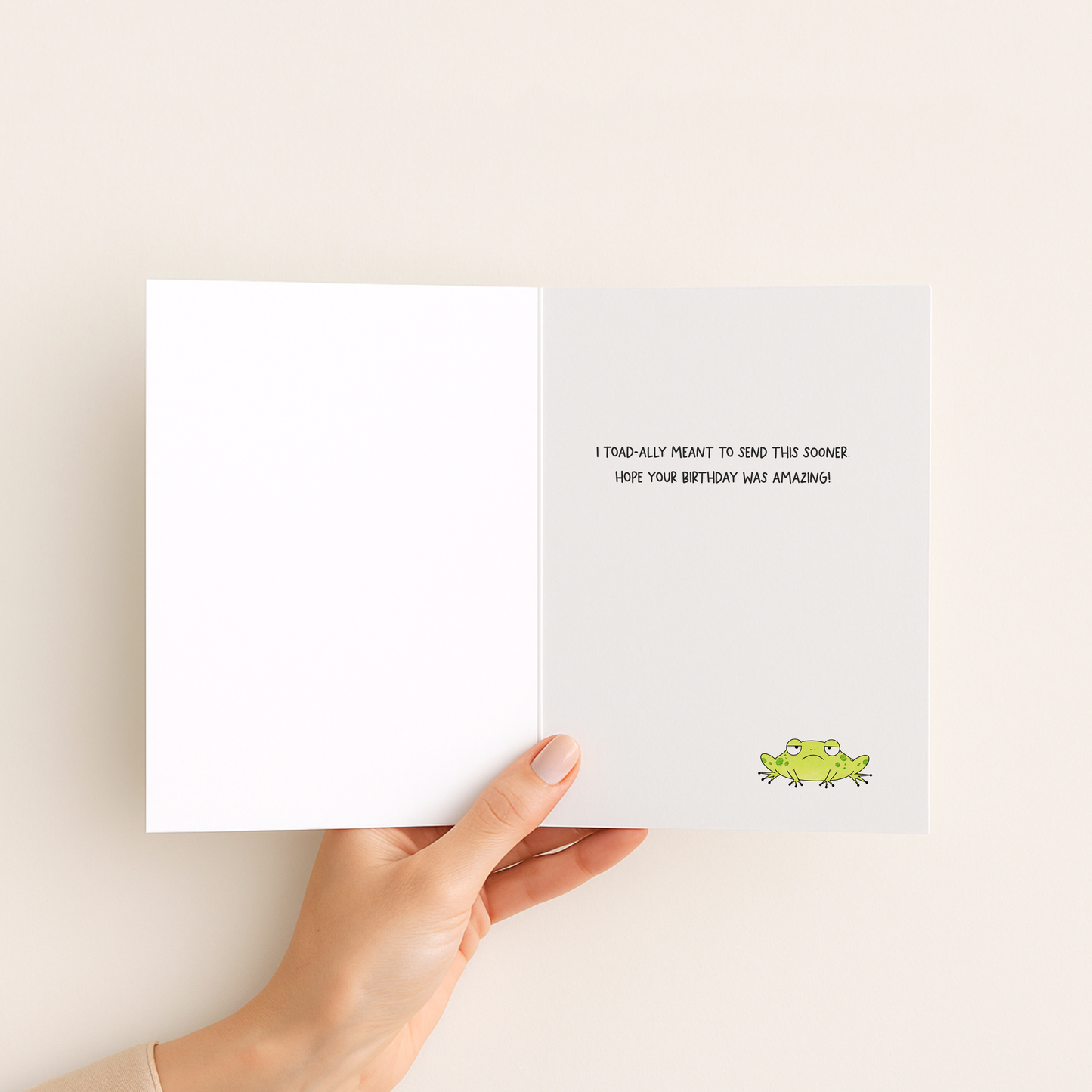 Funny Frog Birthday Card • Cute Cartoon Frog Pun Card • Frog Greeting Card • Belated Birthday Card • Funny Animal Card