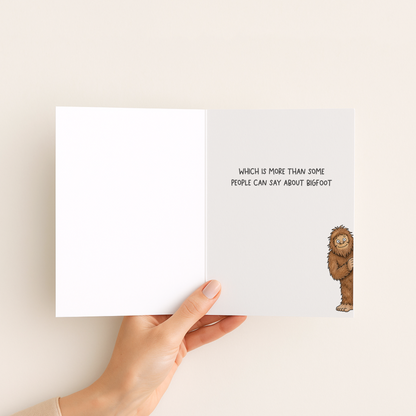 Funny Bigfoot Card • Cute Sasquatch Greeting Card • Encouragement Card • Quirky Everyday Card • Cryptid Humor Card