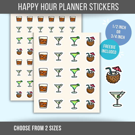 Happy Hour Planner Sticker Alcohol Sticker Martini Sticker Margarita Sticker Girls Night Out Party Reminder for Calendar