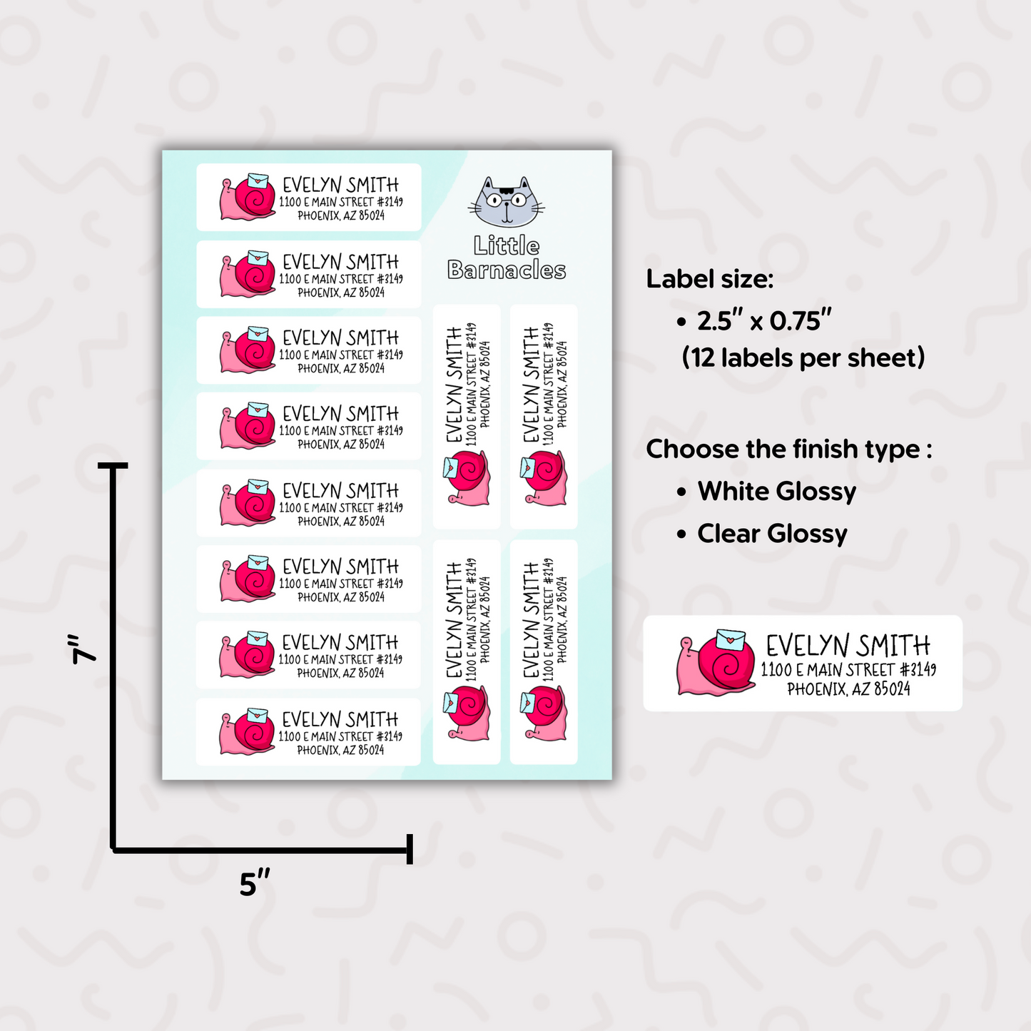 Snail Mail Custom Address Labels, Return Address Labels, Personalized Mailing Labels