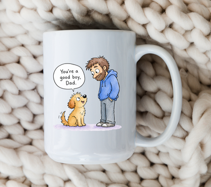 Funny Dog Dad Mug • Cute Good Boy Father’s Day Coffee Cup • Gift from the Dog • Quirky Doggy Dad Mug • Pet Lover Drinkware