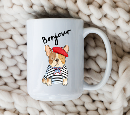Parisian French Bulldog Mug • Cute Frenchie Coffee Cup • French Bulldog Gift • Dog Lover Mug • Frenchie Drinkware