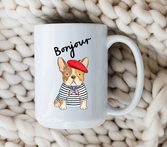 Parisian French Bulldog Mug • Cute Frenchie Coffee Cup • French Bulldog Gift • Dog Lover Mug • Frenchie Drinkware