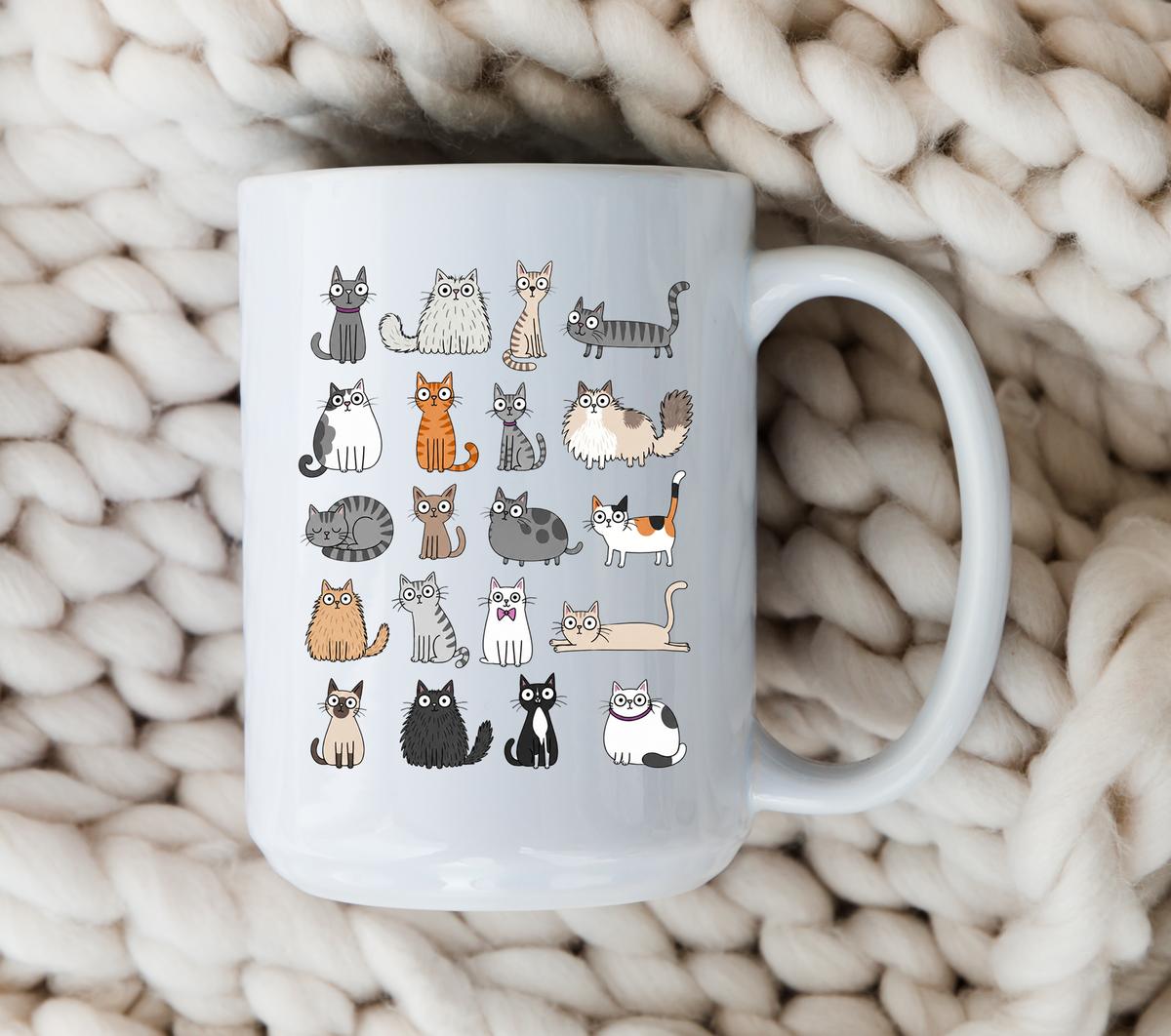 Whimsical Cat Mug • Cute Cat Coffee Cup • Funny Cat Lover Gift • Cat Mom Mug • Adorable Cartoon Kitty Cup • Pet Lover Gift