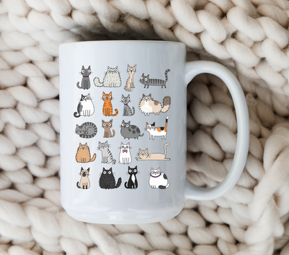 Whimsical Cat Mug • Cute Cat Coffee Cup • Funny Cat Lover Gift • Cat Mom Mug • Adorable Cartoon Kitty Cup • Pet Lover Gift