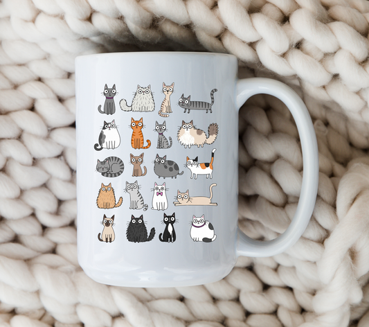 Whimsical Cat Mug • Cute Cat Coffee Cup • Funny Cat Lover Gift • Cat Mom Mug • Adorable Cartoon Kitty Cup • Pet Lover Gift