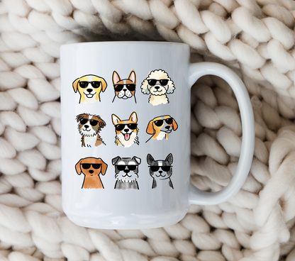 Cool Dogs Mug • Cute Dog Coffee Cup • Funny Dog Lover Gift • Dog Mom Mug • Cartoon Dog Drinkware • Pet Lover Cup