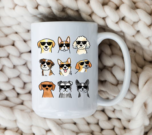 Cool Dogs Mug • Cute Dog Coffee Cup • Funny Dog Lover Gift • Dog Mom Mug • Cartoon Dog Drinkware • Pet Lover Cup